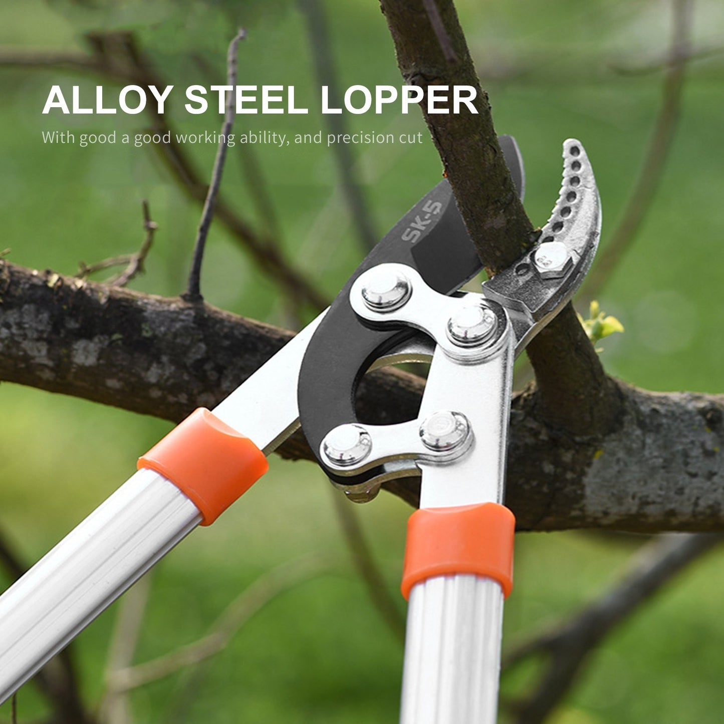Professional Gardening Pruning Lopper Ratchet Loppers Secateurs Gardening Tool Kit for Cutting Thick Branches Plants - Orange