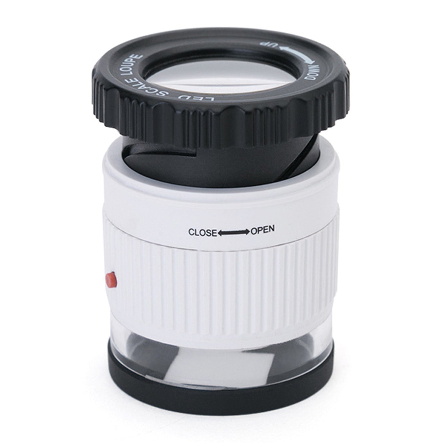 LED Scale Loupe 30X Adjustable Magnification Magnifier Metal Cylinder Type Mirror - White