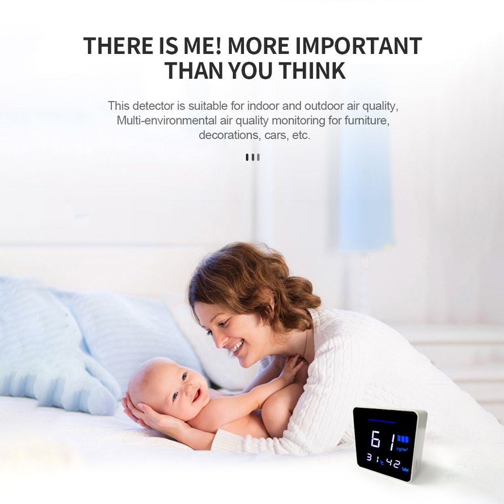 Air-08 Multifunction Portable High Definition LED Laser PM2.5 Temperature Humidity Detector Intelligent Detect Tool