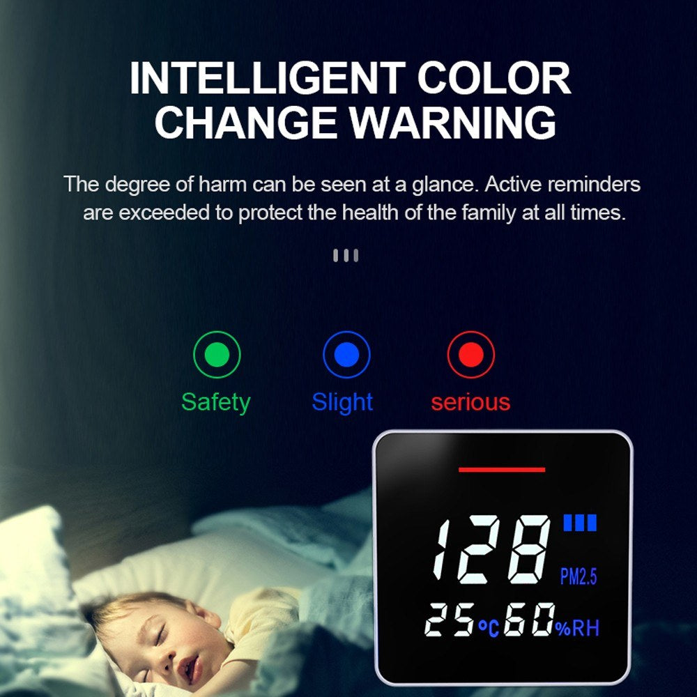 Air-08 Multifunction Portable High Definition LED Laser PM2.5 Temperature Humidity Detector Intelligent Detect Tool