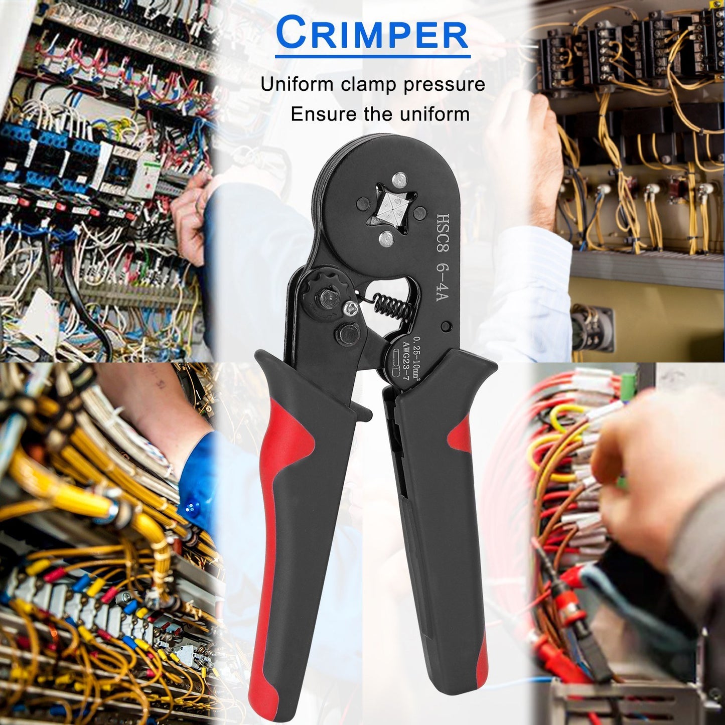 HSC8 AWG23-7 Ferrule Crimping Tool Kit High Hardness Crimper Plier with 1200pcs Wire Ferrules Crimp Ends Terminal - Black