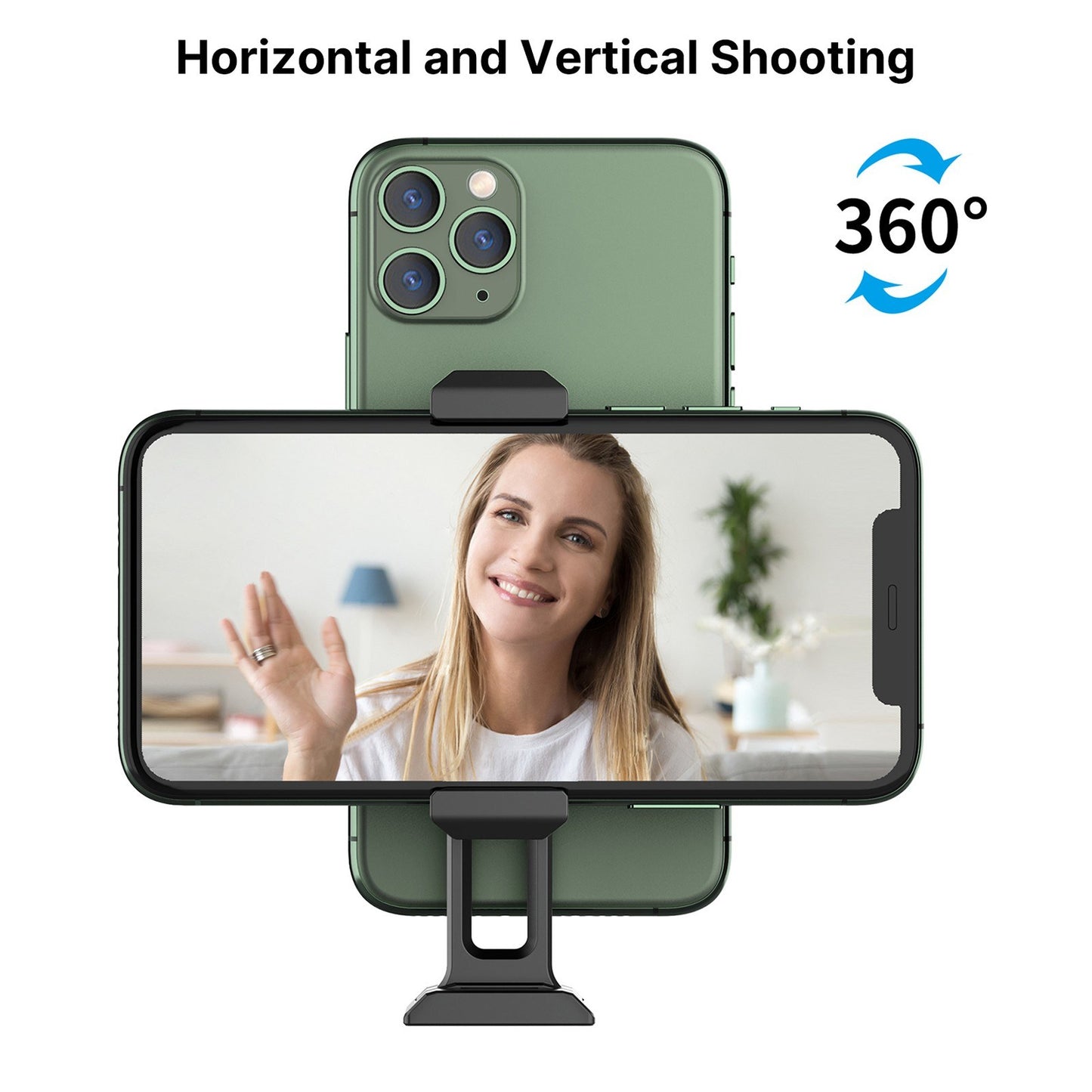 Ulanzi Dual Clamp Phone Holder Mount 1/4 Screw Thread Fits for Live Streaming