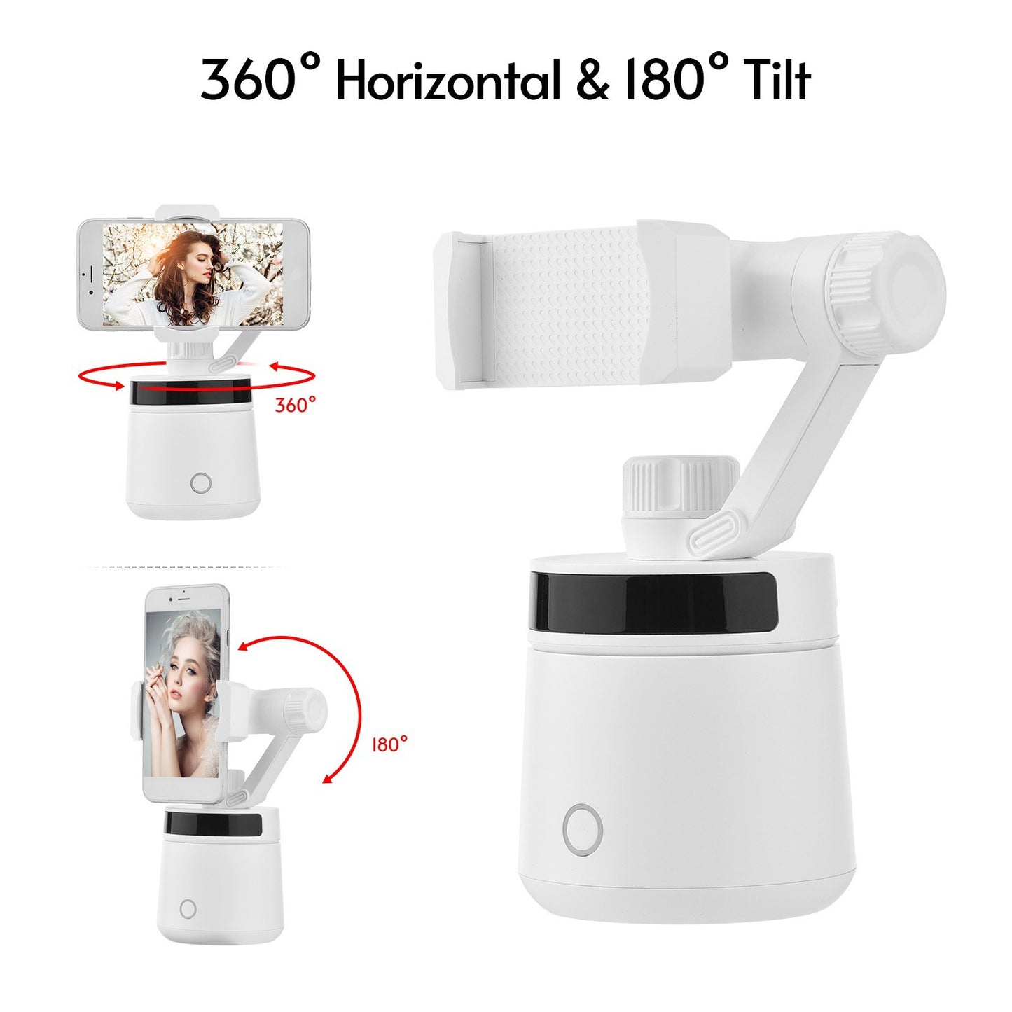 Smartphone 360° Smart Tracking Selfie Stick Holder 180° Tilt Adjusting Object Tracking for Vlog Video Making