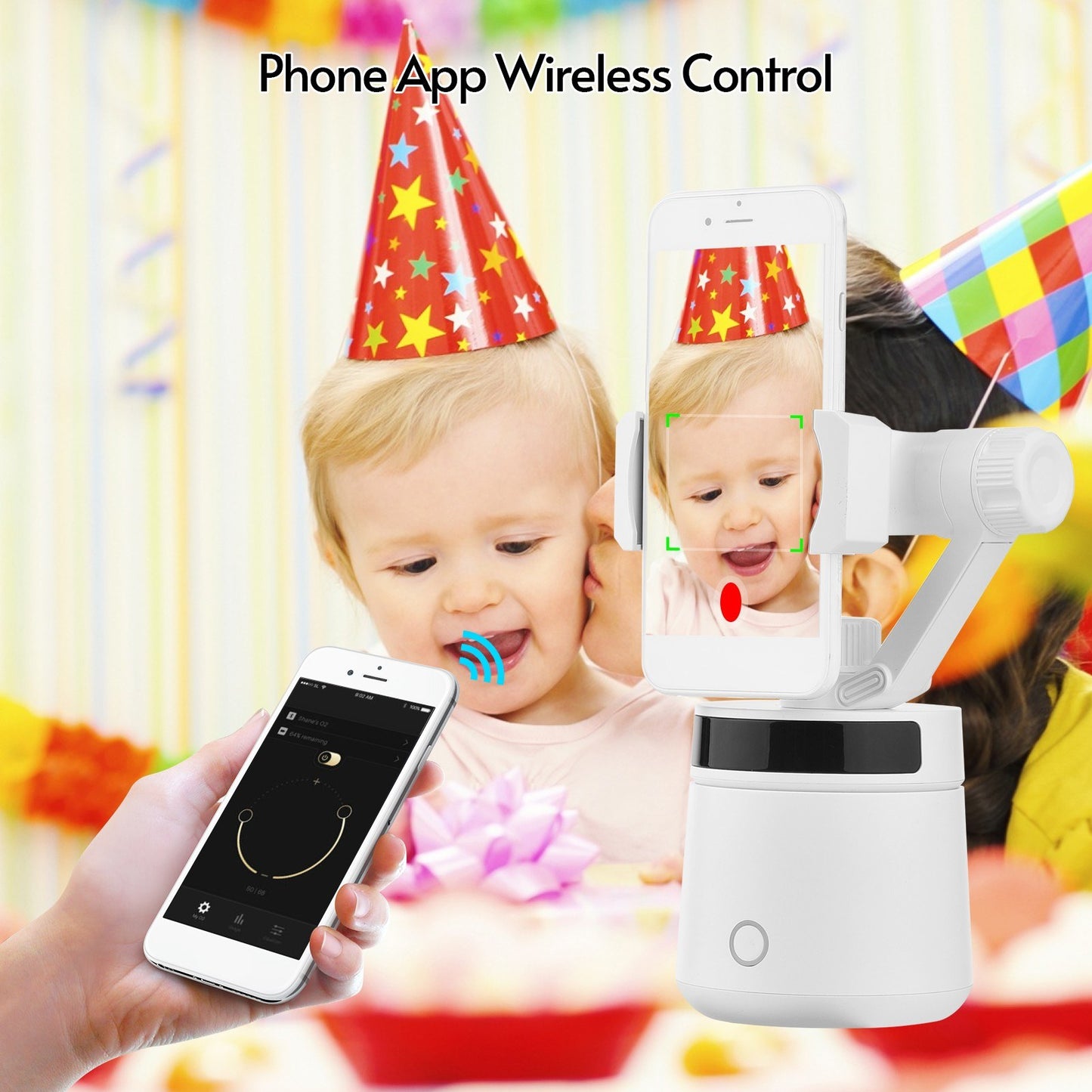 Smartphone 360° Smart Tracking Selfie Stick Holder 180° Tilt Adjusting Object Tracking for Vlog Video Making