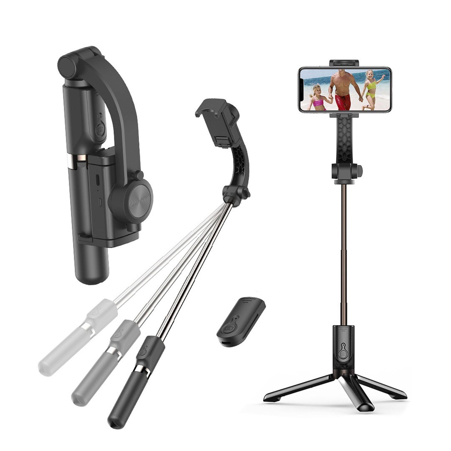 Multifunctional Handheld Smartphone Gimbal Stabilizer Extendable Selfie Stick Tripod Stand with Remote Shutter