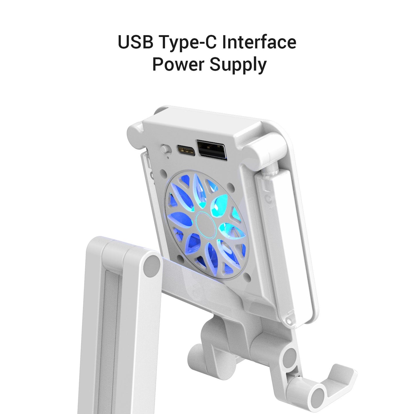 Foldable Desktop Smartphone Stand Adjustable Height with Cooling Fan for Live Streaming Online Video Chatting