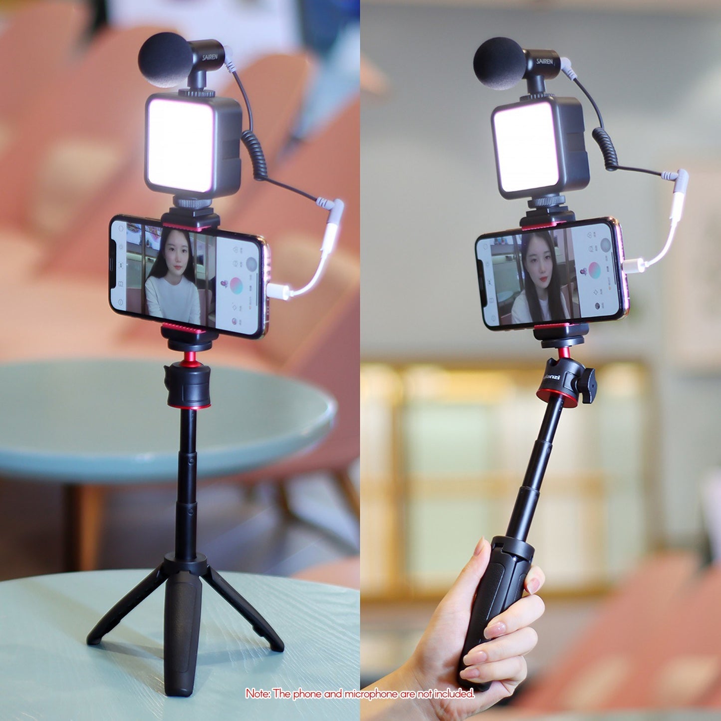 ULANZI Combo 7 Selfie Stick Tripod Phone Tripod Stand with Fill Light Detachable Holder for Live Stream Makeup YouTube Video Vlog