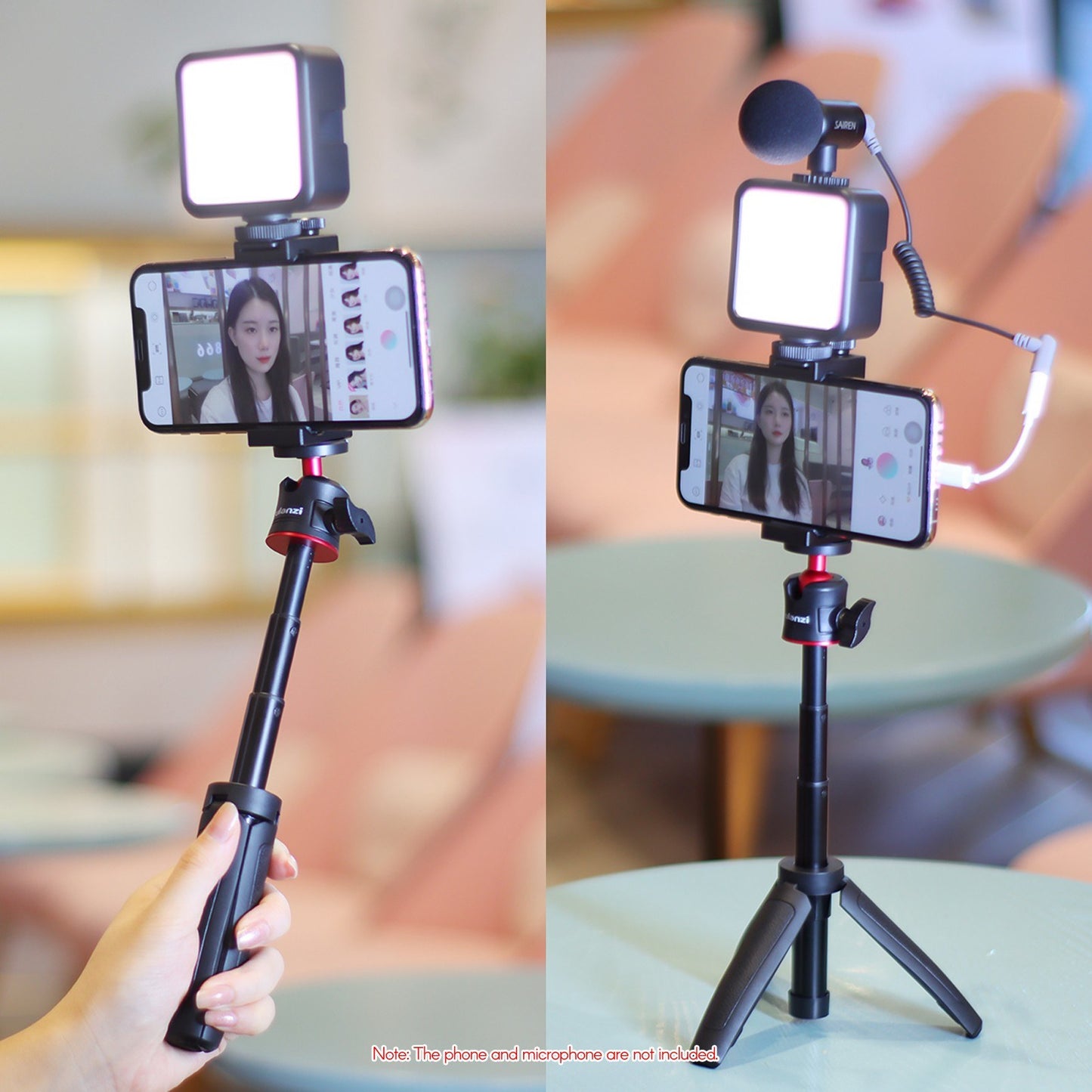 ULANZI Combo 6 Selfie Stick Tripod with Fill Light Detachable Holder for iPhone Android iPhone Video Recording Live Stream Makeup