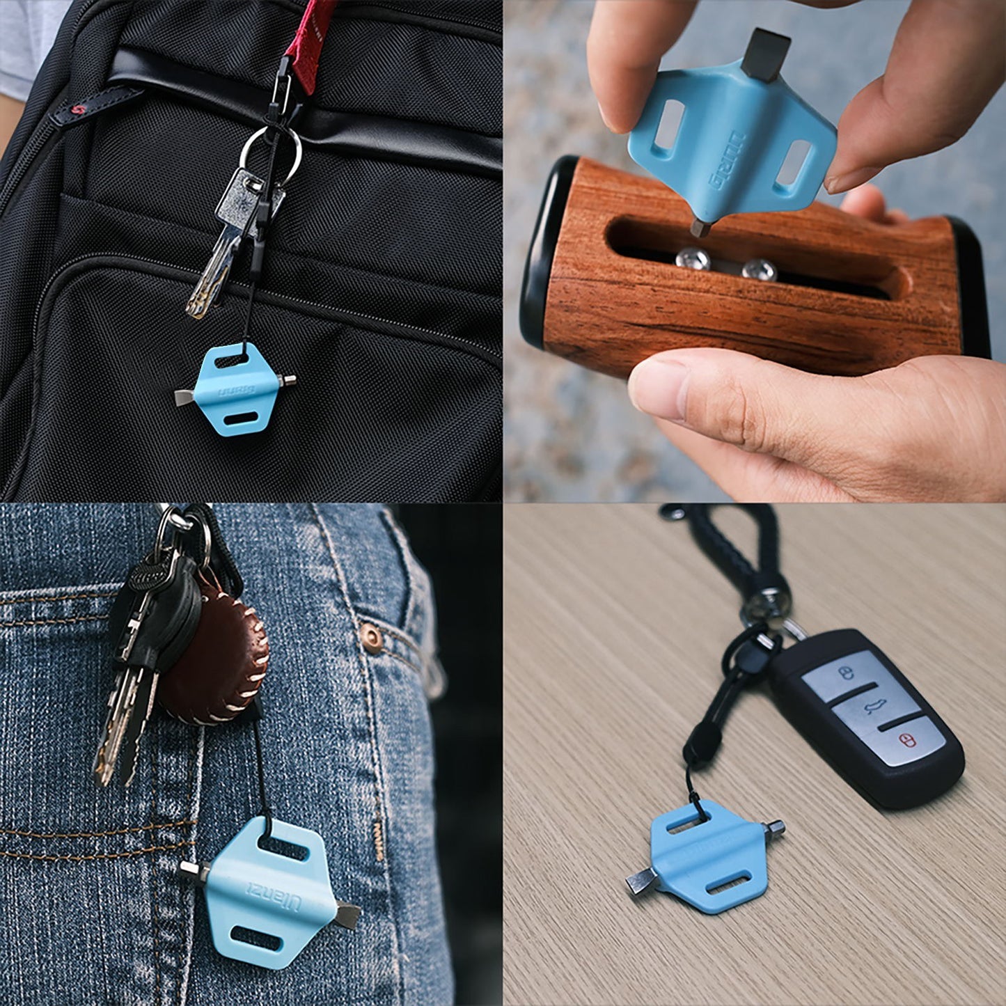 Uniqkart 2-in-1 Mini Screwdriver Dual Heads Straight Hexagonal Screw-Driver Portable Photography Accessory - Sky Blue