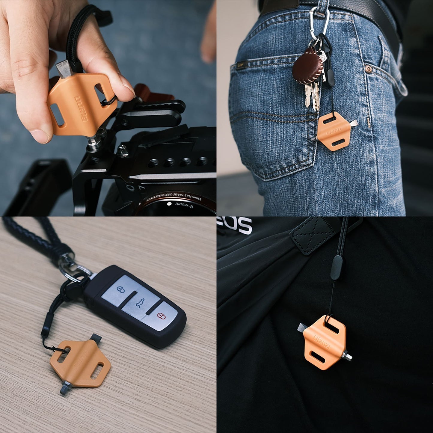 Uniqkart 2-in-1 Mini Screwdriver Dual Heads Straight Hexagonal Screw-Driver Portable Photography Accessory - Orange