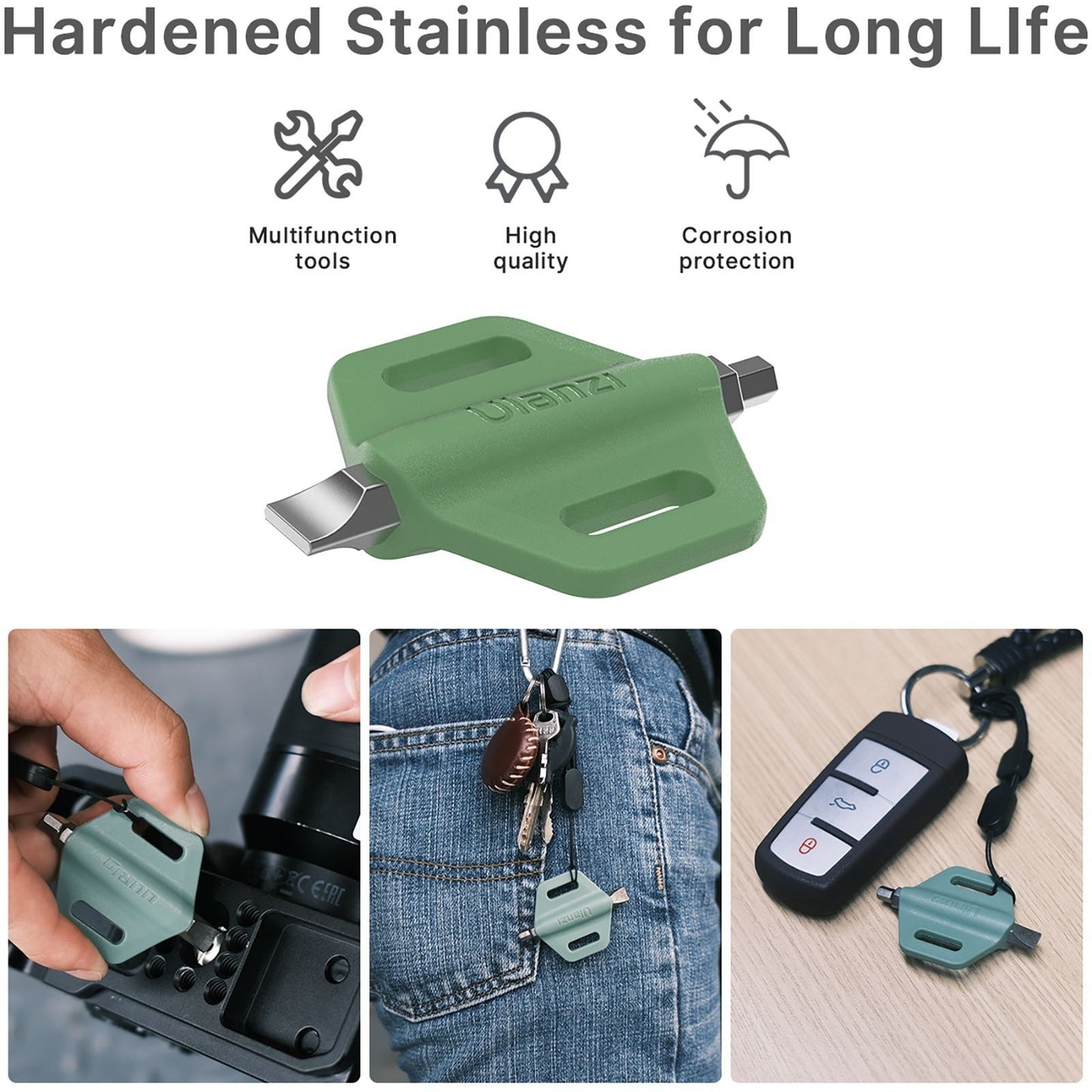 Uniqkart 2-in-1 Mini Screwdriver Dual Heads Straight Hexagonal Screw-Driver Portable Photography Accessory - Army Green