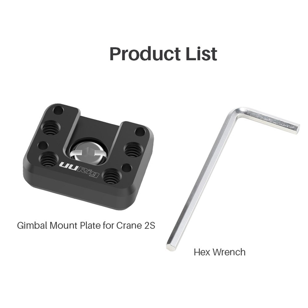 Uniqkart R070 Gimbal Stabilizer Mount Plate Extension Plate Compatible with ZHIYUN Crane 2S
