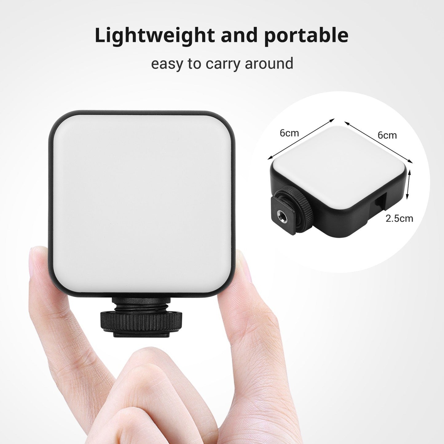 Andoer W36 Mini Video LED Light 5600K Dimmable 4W with 3 Cold Shoe Mounts