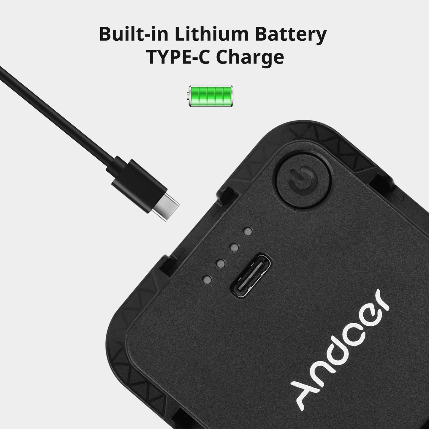 Andoer W36 Mini Video LED Light 5600K Dimmable 4W with 3 Cold Shoe Mounts