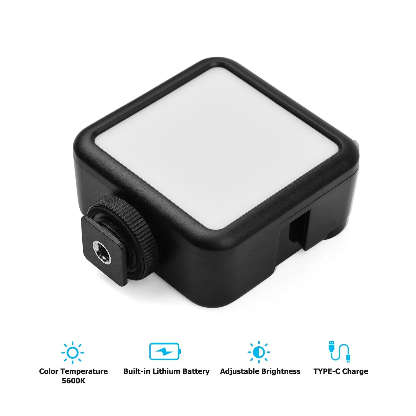 Andoer W49S Mini LED Video Light 5600K Dimmable 5W with 3 Cold Shoe Mounts