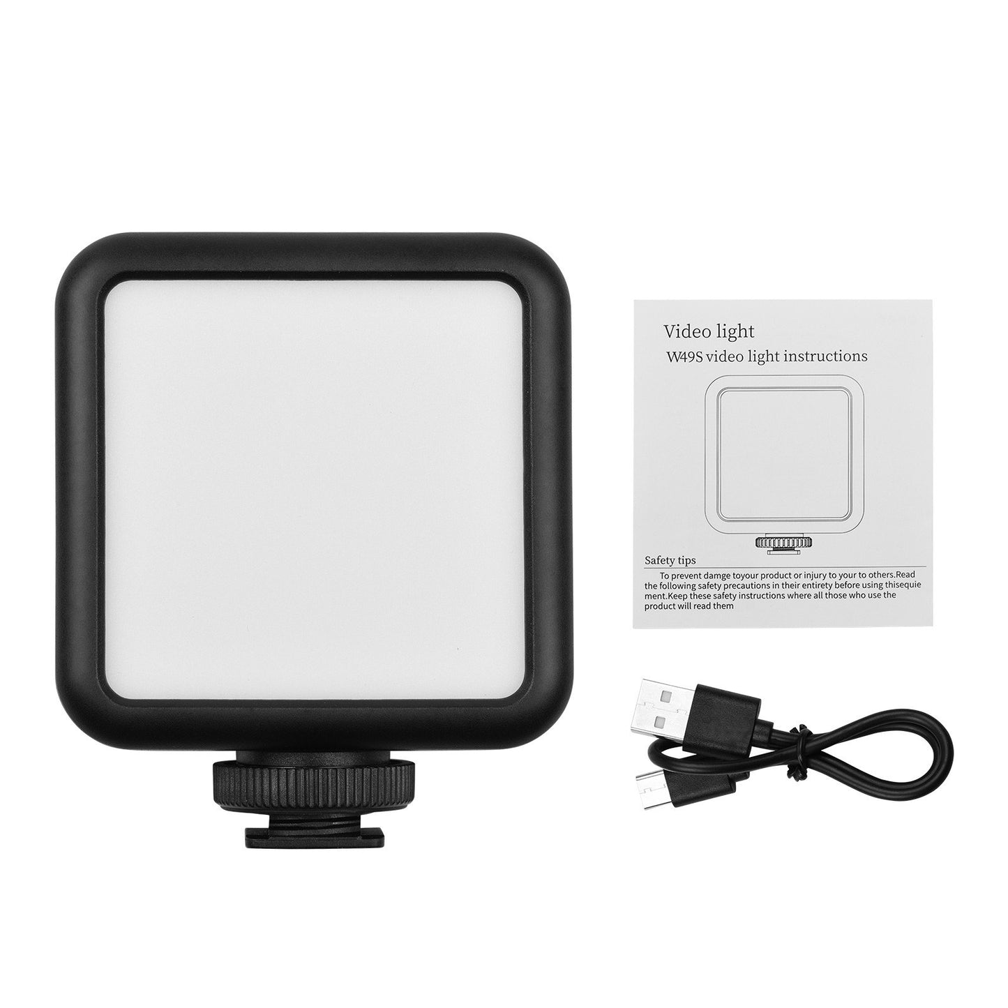 Andoer W49S Mini LED Video Light 5600K Dimmable 5W with 3 Cold Shoe Mounts