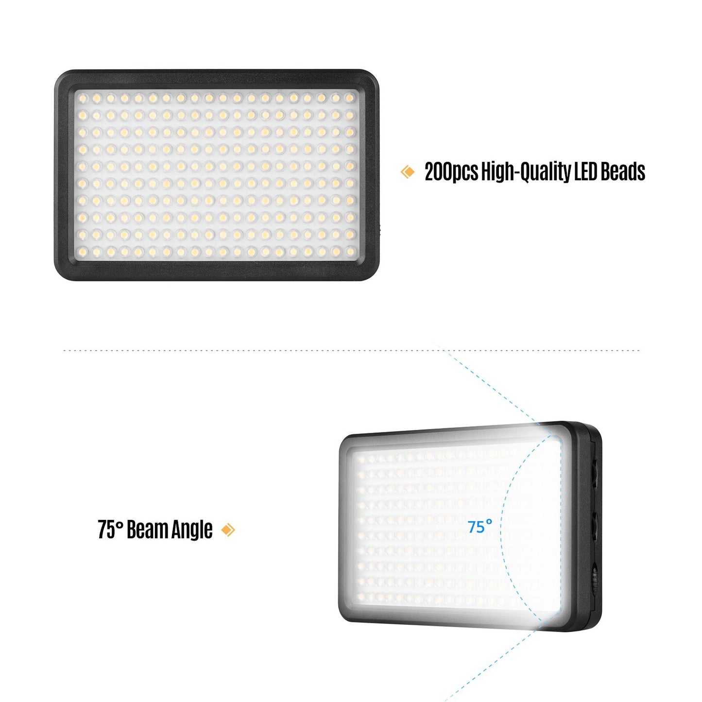Portable LED Photography Fill-in Light 12W 3200K/5600K Bi-Color Temperature Adjustable Brightness for DSLR Camera