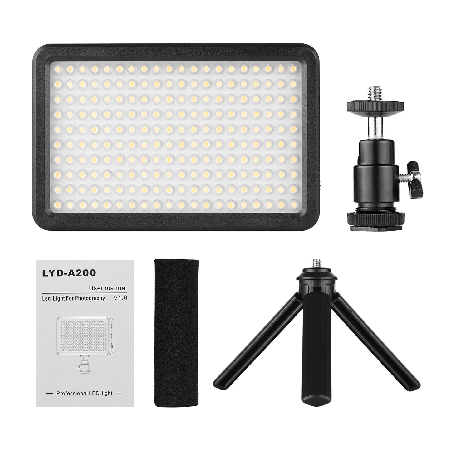 Portable LED Photography Fill-in Light 12W 3200K/5600K Bi-Color Temperature Adjustable Brightness for DSLR Camera