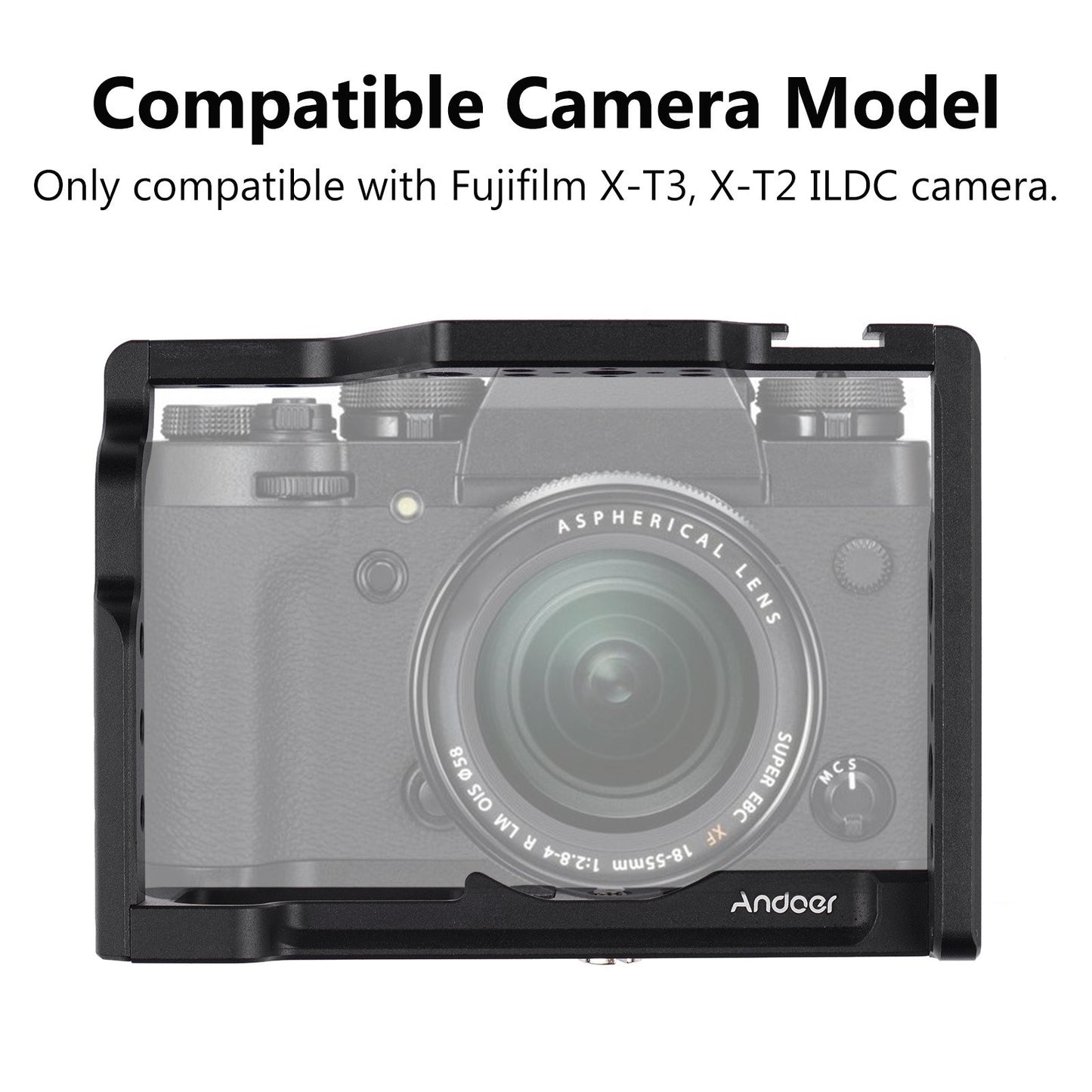 Andoer Aluminum Alloy Camera Cage Protective Vlog Cage Film Making System for Fujifilm X-T3 X-T2 ILDC Camera