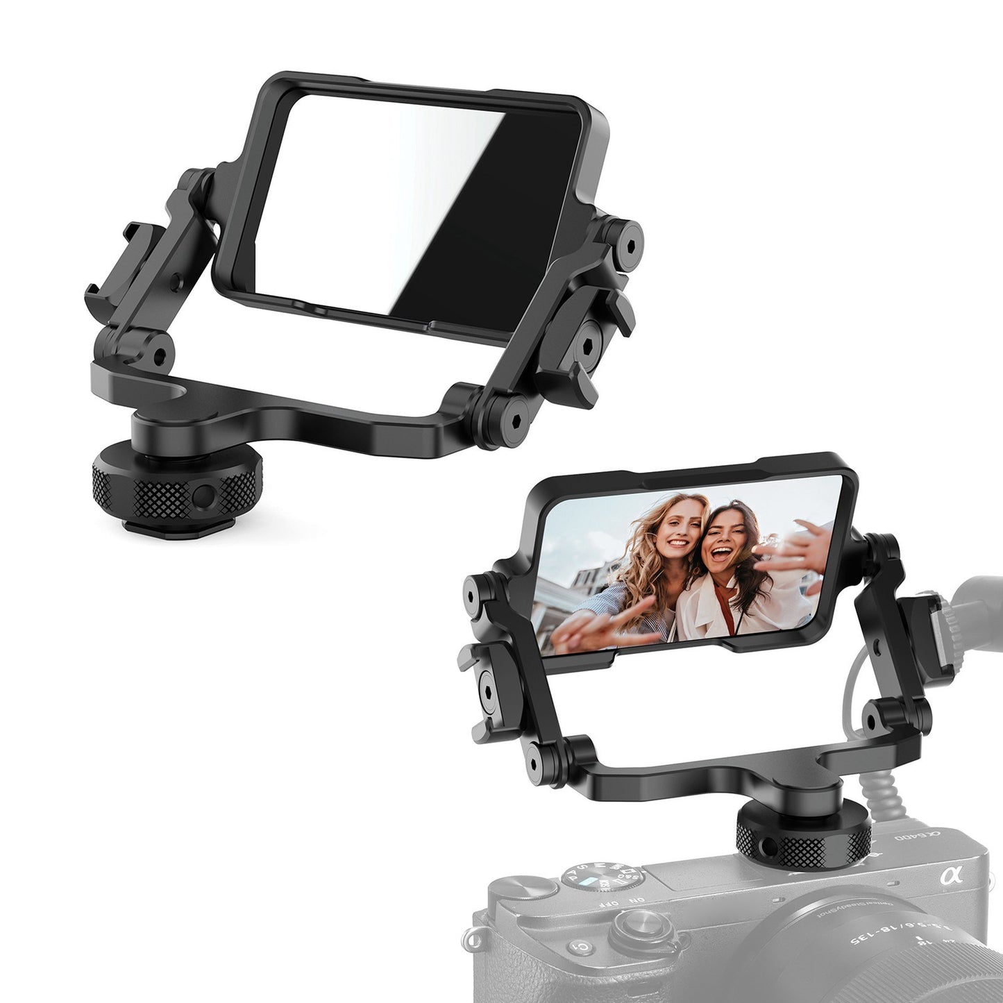 Uniqkart PT-14 Camera Flip Mirror Bracket Selfie Vlog 360 Degree Rotation Mount for Mirrorless Camera