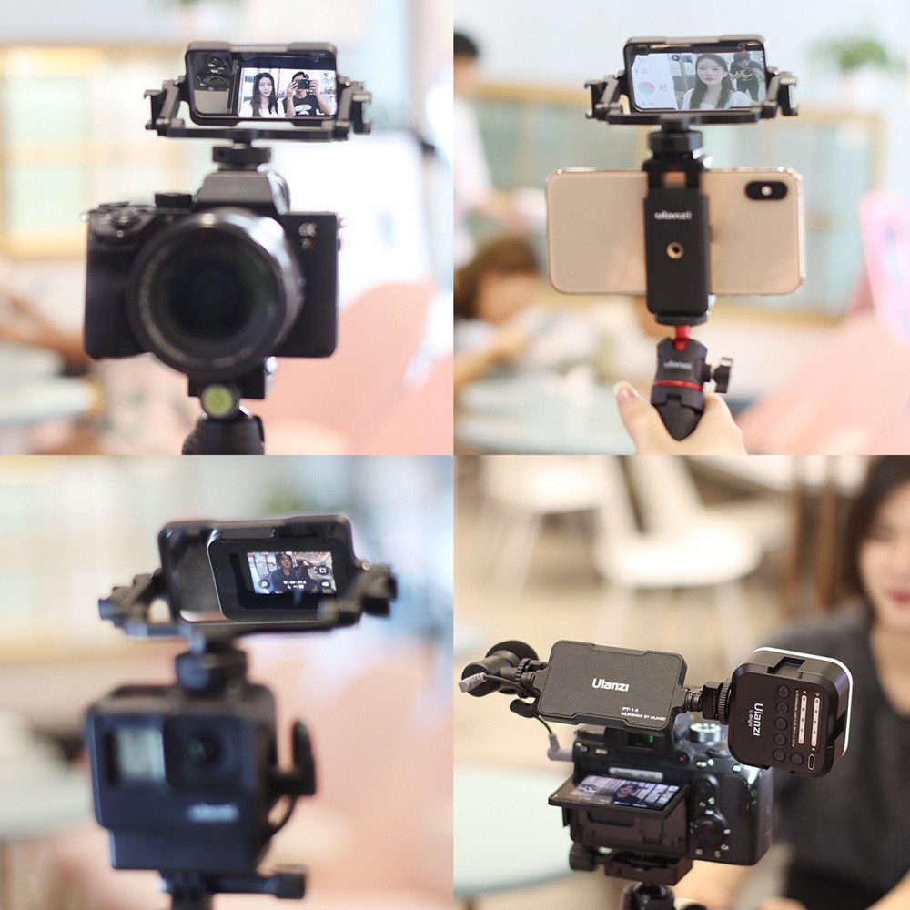 Uniqkart PT-14 Camera Flip Mirror Bracket Selfie Vlog 360 Degree Rotation Mount for Mirrorless Camera