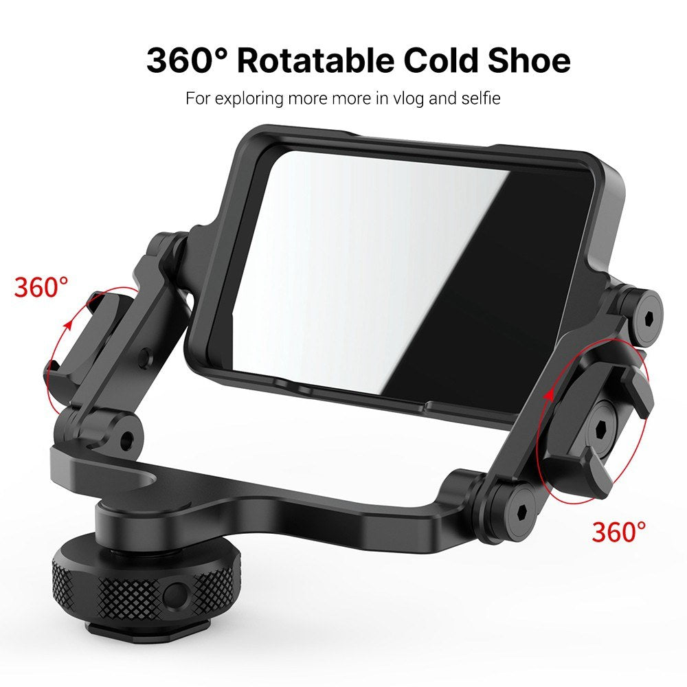 Uniqkart PT-14 Camera Flip Mirror Bracket Selfie Vlog 360 Degree Rotation Mount for Mirrorless Camera