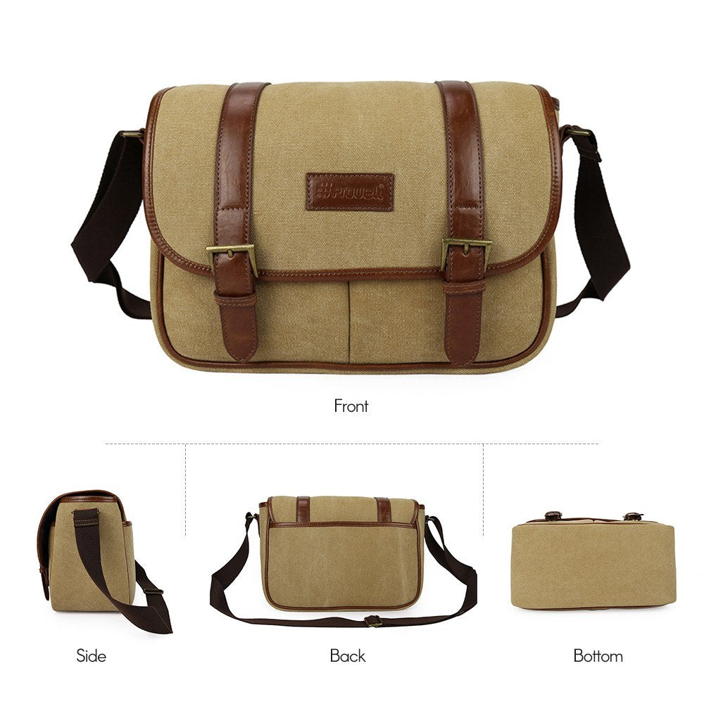 PROWELL Camera Bag Camera Case Waterproof Lightweight Canvas Shoulder Bag with Removable Adjustable Shoulder Strap