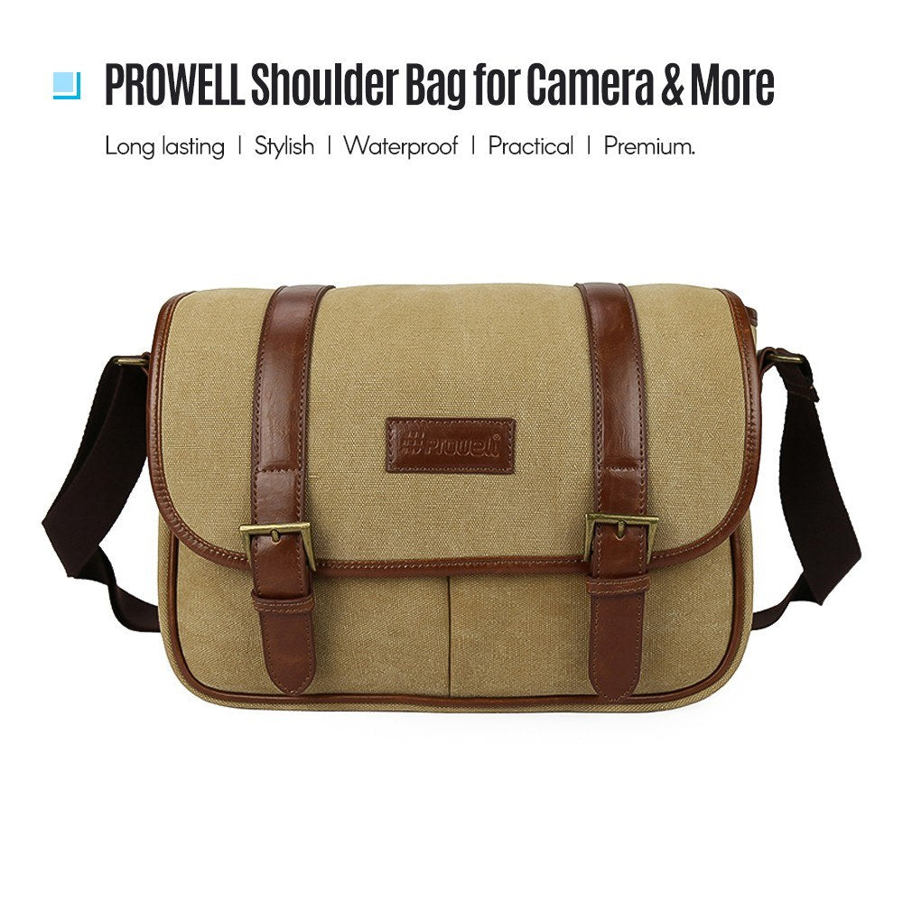 PROWELL Camera Bag Camera Case Waterproof Lightweight Canvas Shoulder Bag with Removable Adjustable Shoulder Strap