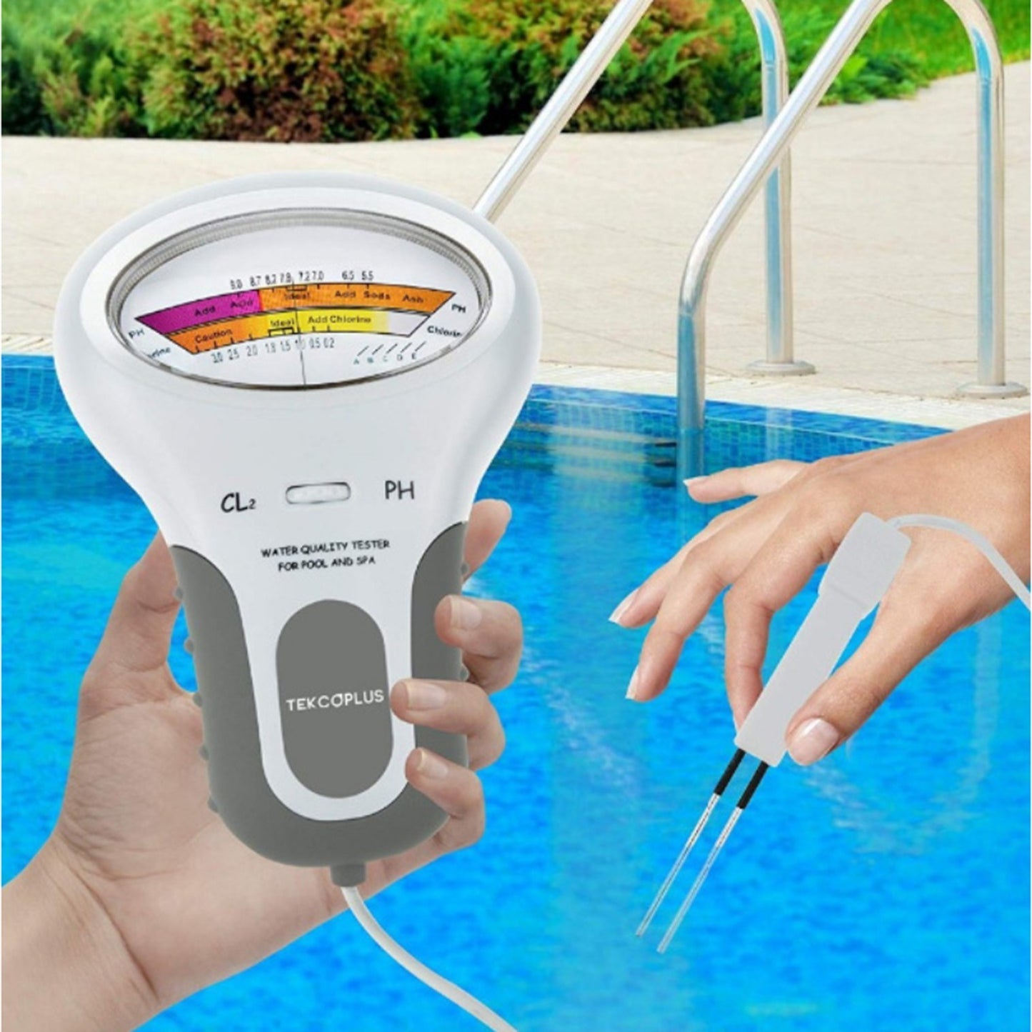 Portable PH Tester Meter with Probe Swimming Pool Water Quality PH CL2 Tester Measuring Tool