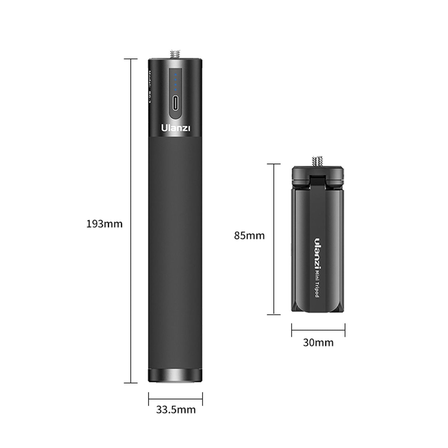 ULANZI BG-3 10000mAh Power Bank Hand Grip Dual Charging Ports with Mini Tripod