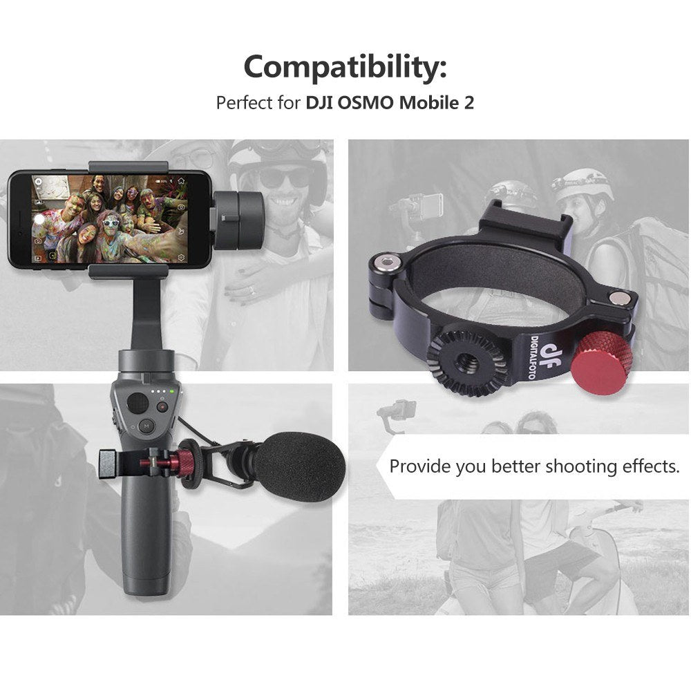 DF DIGITALFOTO OSMO2ANT Extension Ring Adapter Clip Clamp with Hot Shoe for Mic LED Video Light Mount for DJI OSMO Mobile 2 - Hot Shoe