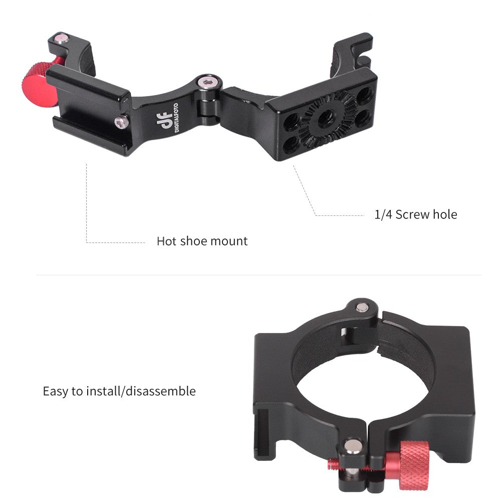 DF DIGITALFOTO ANT Extension Ring Adapter Clip Clamp with Hot Shoe + 1/4 Inch Screw Hole for Mic LED Video Light Mount for Zhiyun Smooth 4 Gimbal Stabilizers Accessory - Hot Shoe + 1/4 Inch Screw Hole