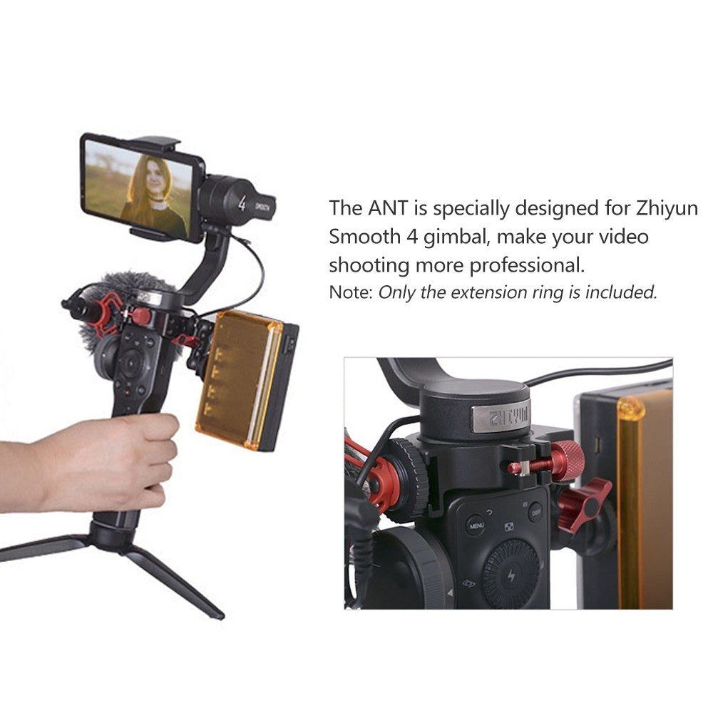 DF DIGITALFOTO ANT Extension Ring Adapter Clip Clamp with Hot Shoe + 1/4 Inch Screw Hole for Mic LED Video Light Mount for Zhiyun Smooth 4 Gimbal Stabilizers Accessory - Hot Shoe + 1/4 Inch Screw Hole