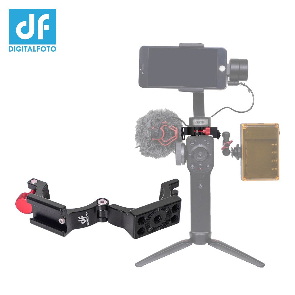 DF DIGITALFOTO ANT Extension Ring Adapter Clip Clamp with Hot Shoe + 1/4 Inch Screw Hole for Mic LED Video Light Mount for Zhiyun Smooth 4 Gimbal Stabilizers Accessory - Hot Shoe + 1/4 Inch Screw Hole