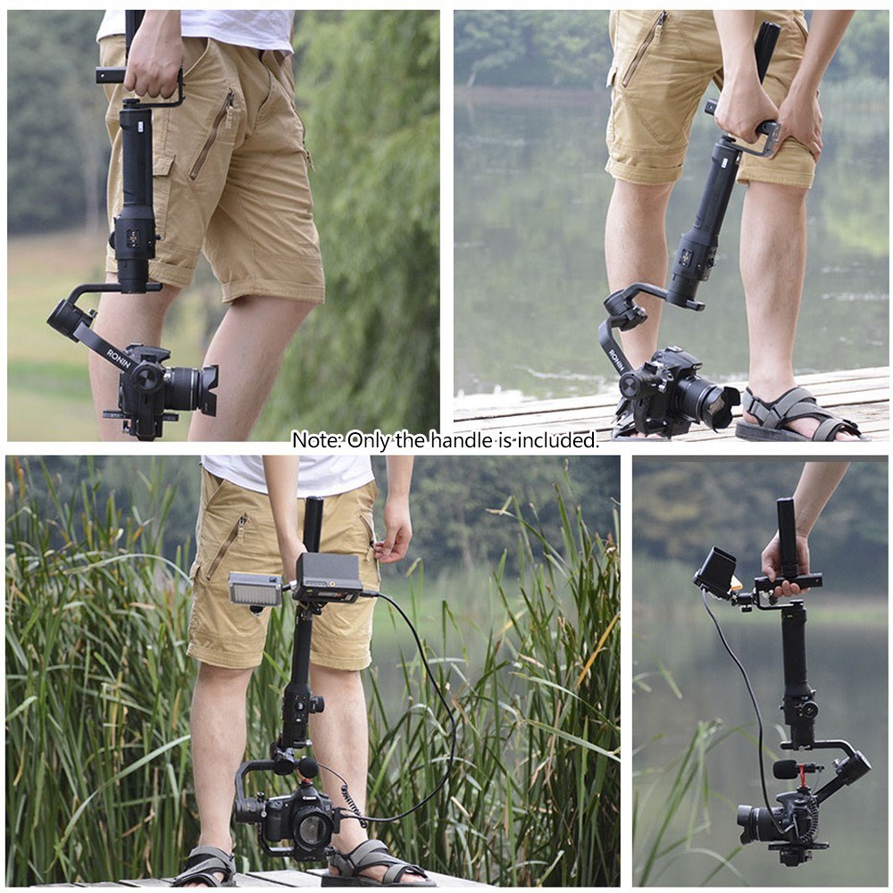 DF DIGITALFOTO VISIONBH Universal Reversed Bottom Single Hand Gimbal Extended Bracket with Hot-Shoe Mount + 1/4 + 3/8 Inch Screw Mount for Monitor Microphone LED Light Mounting for DJI Ronin S Zhiyun Crane 2 Moza Air 2 FeiyuTech - Black