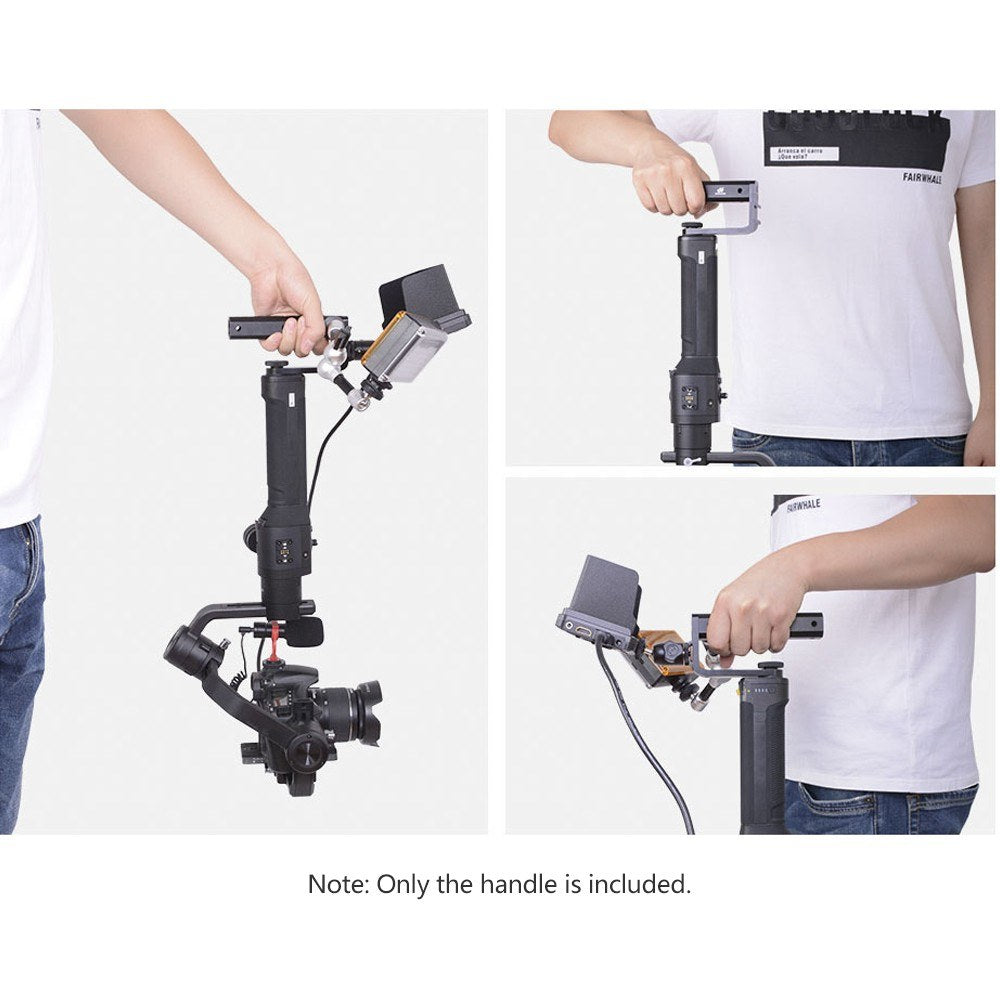 DF DIGITALFOTO VISIONBH Universal Reversed Bottom Single Hand Gimbal Extended Bracket with Hot-Shoe Mount + 1/4 + 3/8 Inch Screw Mount for Monitor Microphone LED Light Mounting for DJI Ronin S Zhiyun Crane 2 Moza Air 2 FeiyuTech - Black