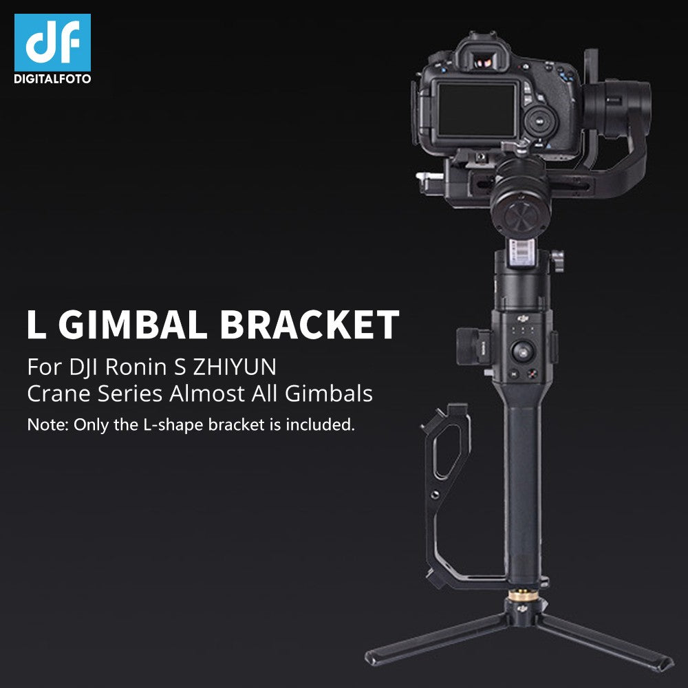 DF DIGITALFOTO M-0667 L-Shape Gimbal Stabilizer Bracket Holder with 3 Hot Shoe 1/4inch Screw Mount for Connecting Monitors Microphones LED Video Light for DJI Ronin-S Zhiyun Crane Series
