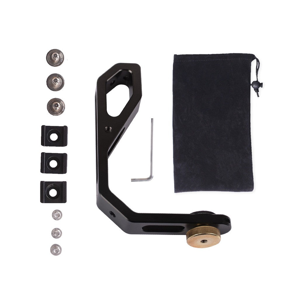 DF DIGITALFOTO M-0667 L-Shape Gimbal Stabilizer Bracket Holder with 3 Hot Shoe 1/4inch Screw Mount for Connecting Monitors Microphones LED Video Light for DJI Ronin-S Zhiyun Crane Series