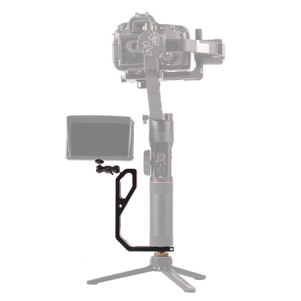 DF DIGITALFOTO M-0667 L-Shape Gimbal Stabilizer Bracket Holder with 3 Hot Shoe 1/4inch Screw Mount for Connecting Monitors Microphones LED Video Light for DJI Ronin-S Zhiyun Crane Series