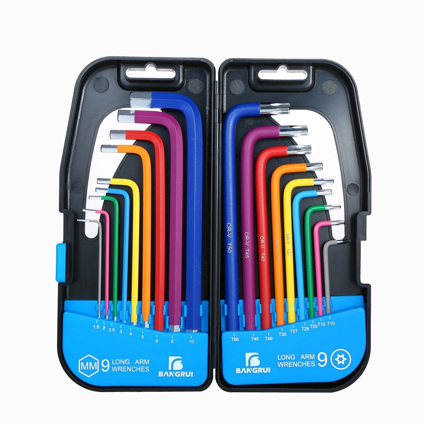 18Pcs/Set Multicolour L-Key Metric Star Long Arm Ball End Hex Key Set Allen Wrench Kit with Holding Case