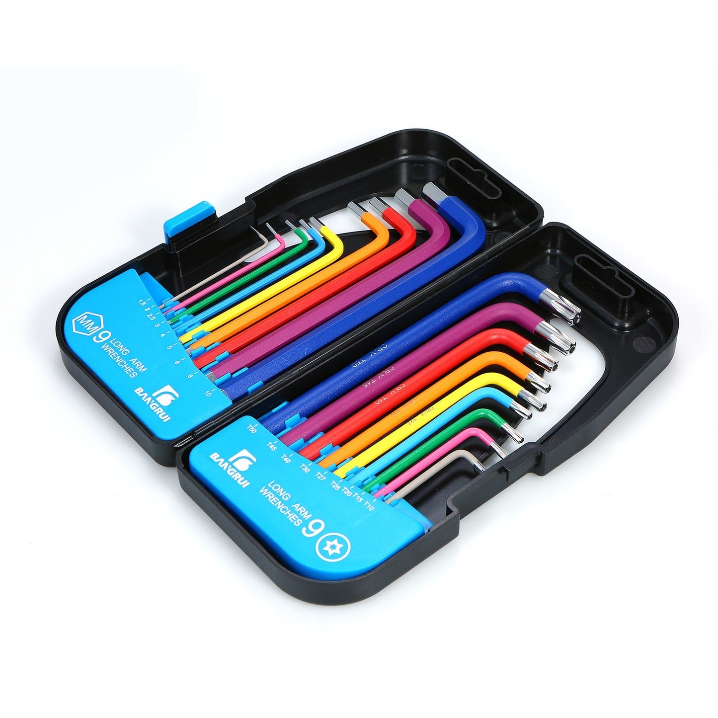 18Pcs/Set Multicolour L-Key Metric Star Long Arm Ball End Hex Key Set Allen Wrench Kit with Holding Case