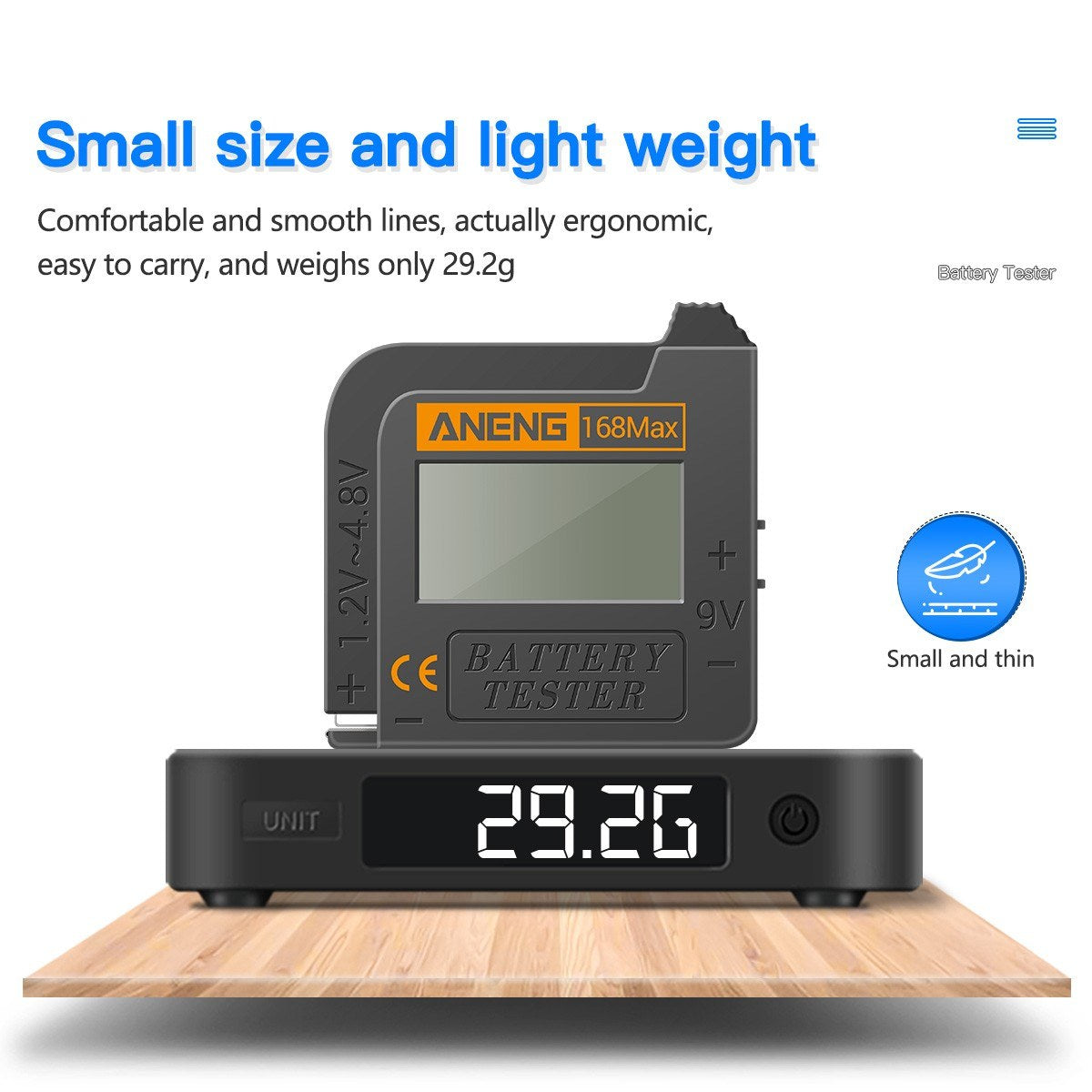 Aneng Battery Tester 168MAX Digital Display Tester Battery Voltage Checker Battery Capacity Testing Tool Universal Tester for Checking AAA AA Button Battery