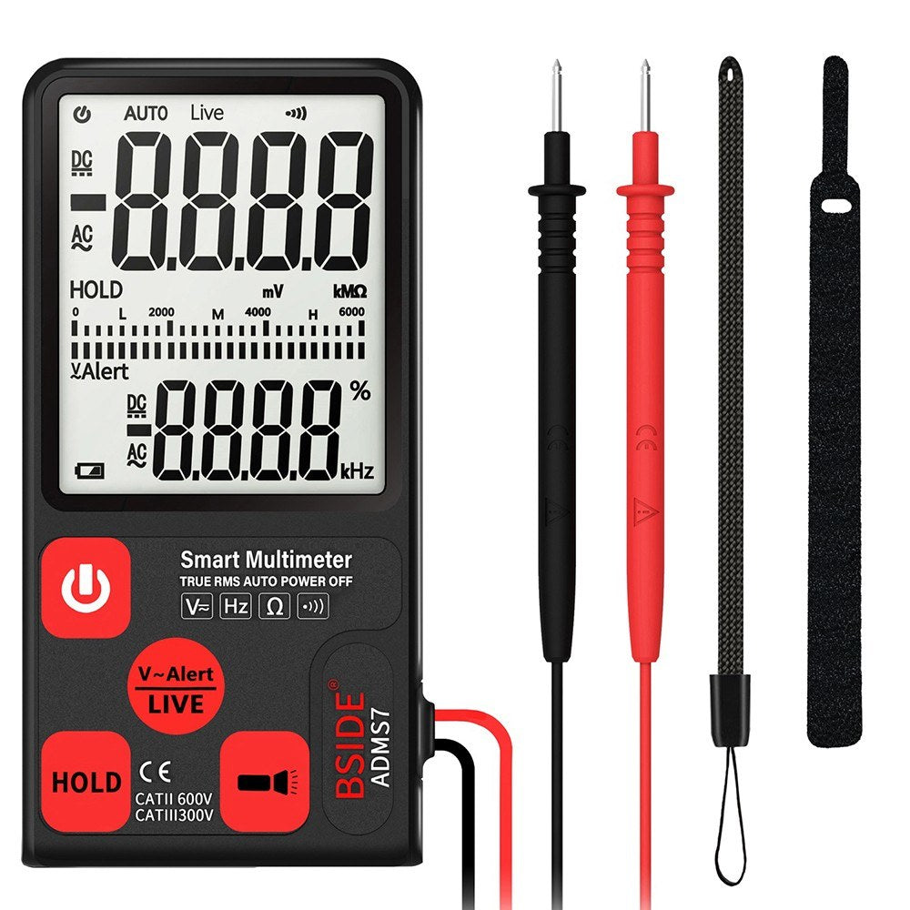 BSIDE ADMS7 Smart Multimeter True RMS Digital Multimeter Measuring AC/DC Voltage Resistance Frequency with LCD Display