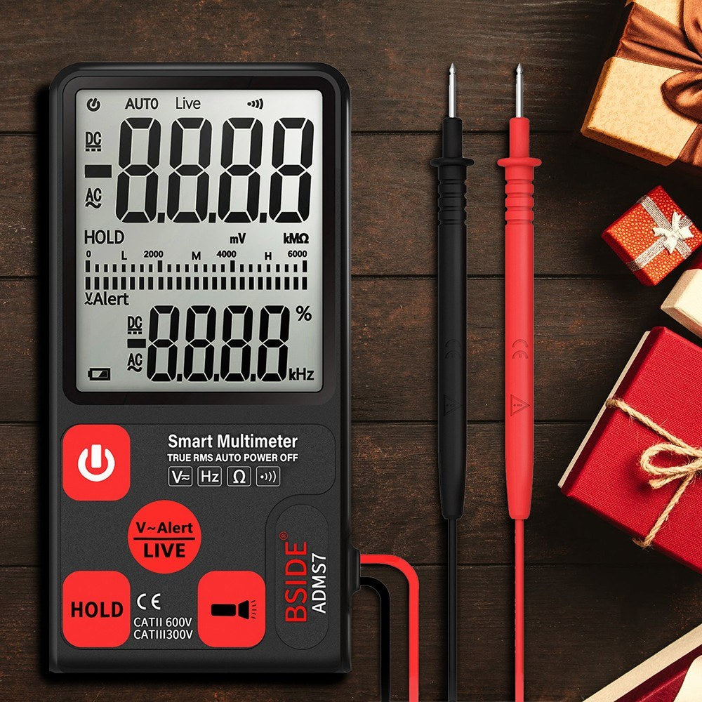 BSIDE ADMS7 Smart Multimeter True RMS Digital Multimeter Measuring AC/DC Voltage Resistance Frequency with LCD Display