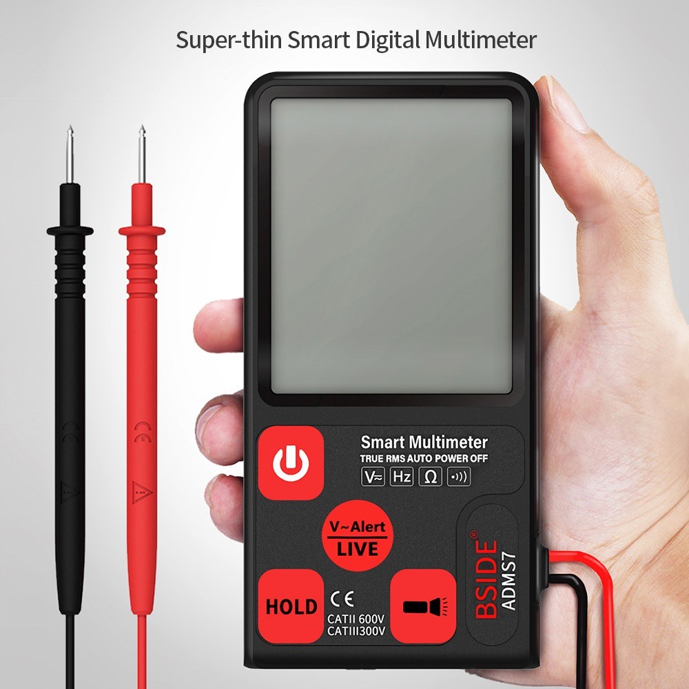 BSIDE ADMS7 Smart Multimeter True RMS Digital Multimeter Measuring AC/DC Voltage Resistance Frequency with LCD Display