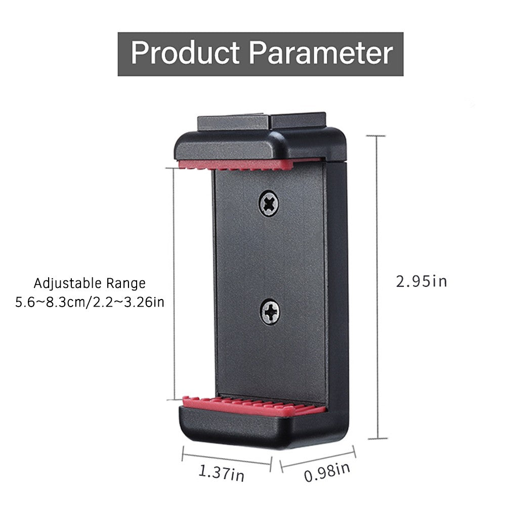 ULANZI ST-07 Non-slip Durable Adjustable Phone Holder Vlog Phone Clip with 1/4 Inch Screw Holes Extending Cold Shoe for 5.6-8.3cm Width Smartphone for Tripod LED Light Microphone