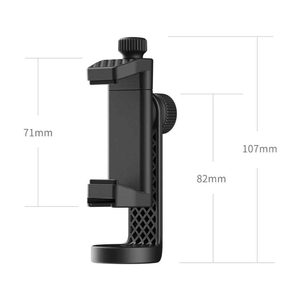 Uniqkart ST-17 360 Degree Rotatable Horizontal Vertical Shooting Durable Phone Clamp Holder with Cold Shoe Universal 1/4 Mounting
