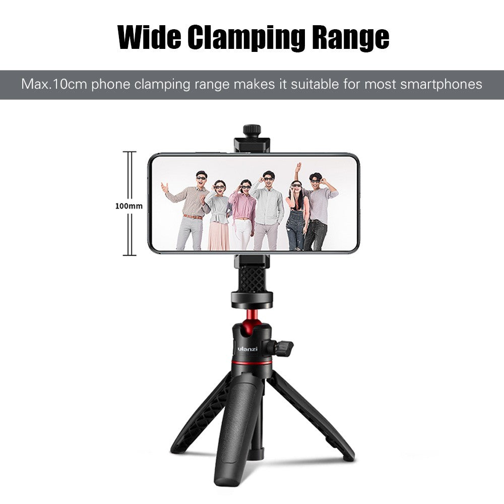 Uniqkart ST-17 360 Degree Rotatable Horizontal Vertical Shooting Durable Phone Clamp Holder with Cold Shoe Universal 1/4 Mounting