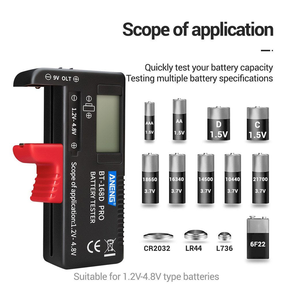 Aneng BT-168 PRO Battery Tester Digital-display Battery Checker Battery Capacity Diagnostic Tool for Checking D C AAA AA Button Battery