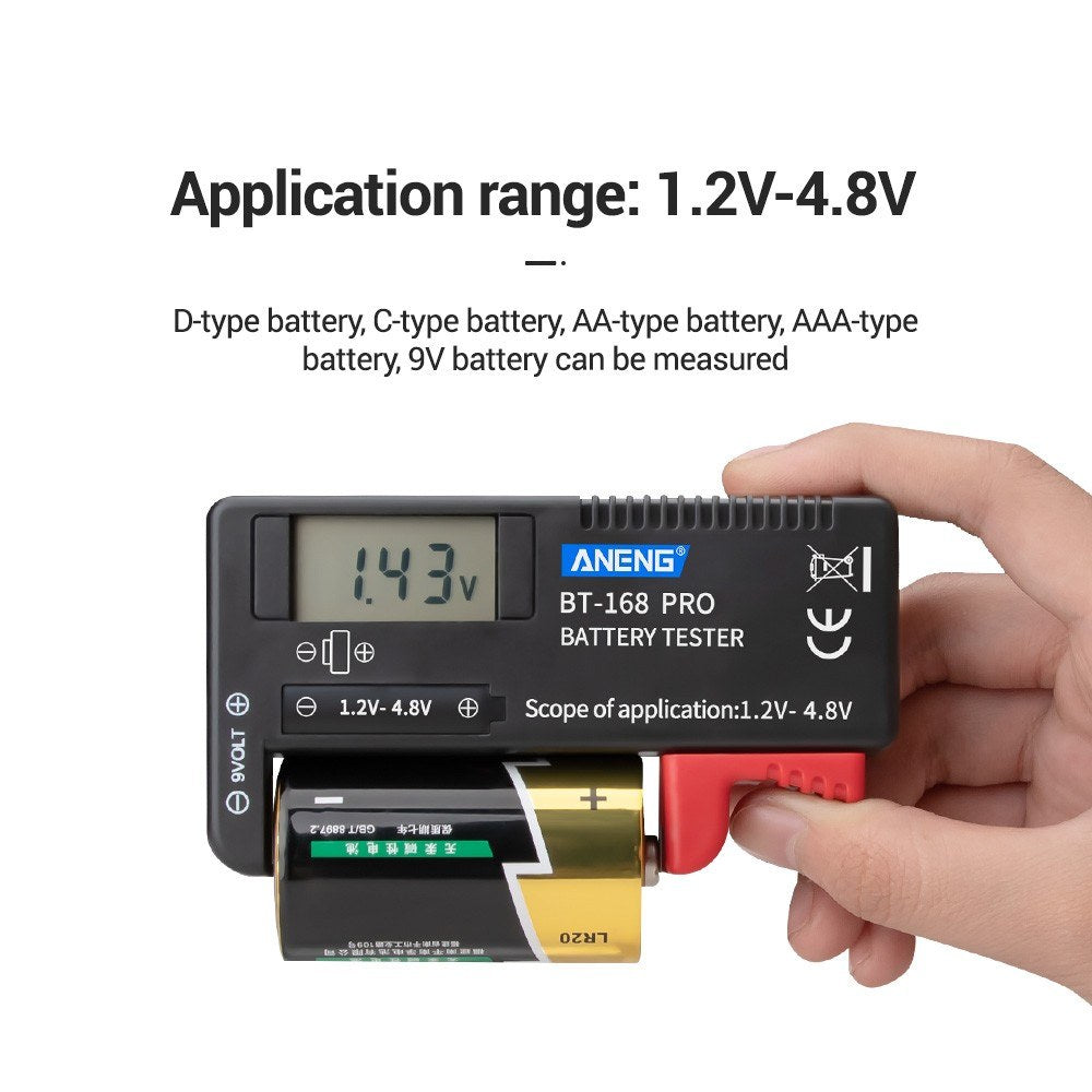 Aneng BT-168 PRO Battery Tester Digital-display Battery Checker Battery Capacity Diagnostic Tool for Checking D C AAA AA Button Battery